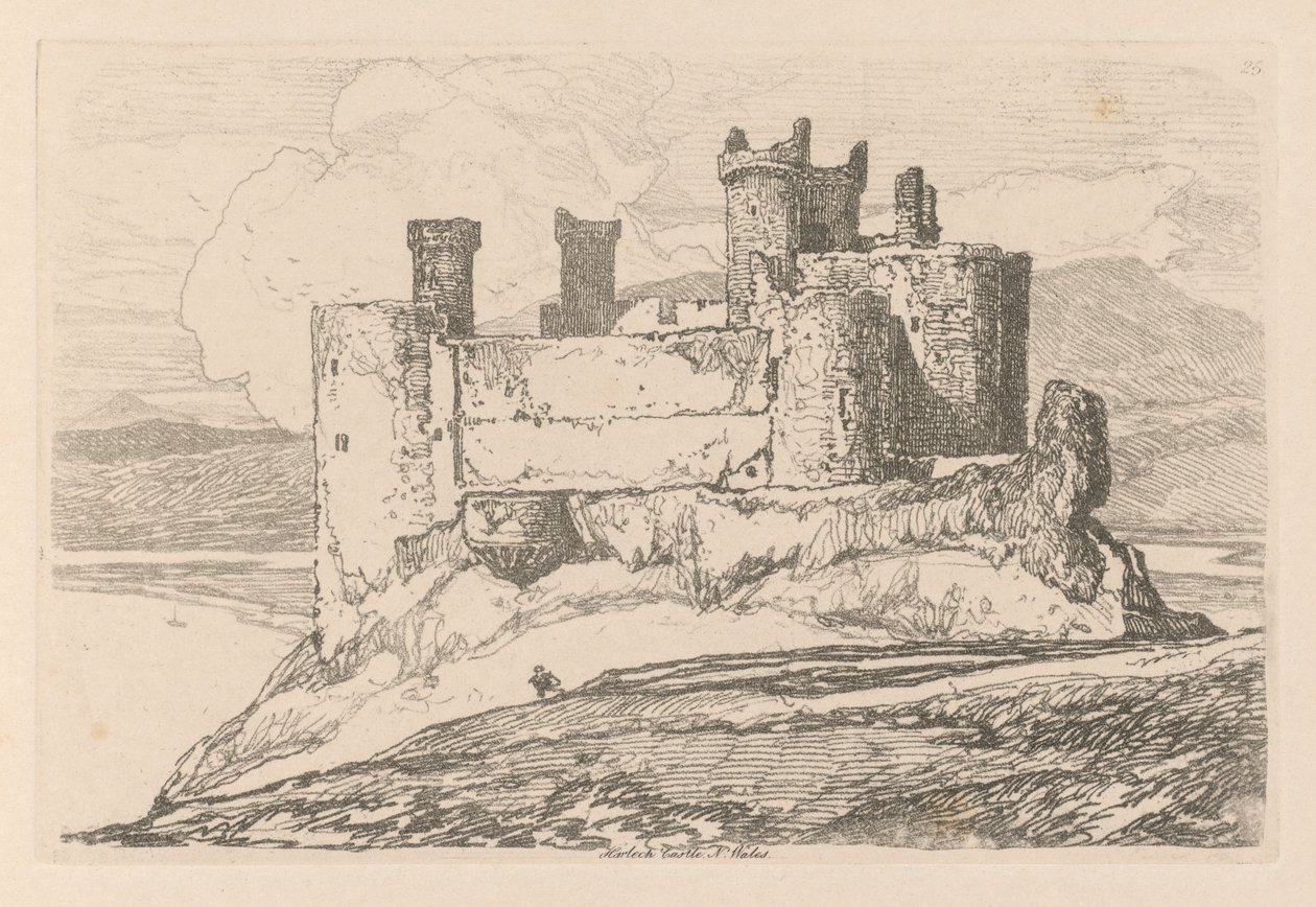 Liber Studiorum: Plate 25, Harlech Castle, N. Wales by John Sell Cotman
