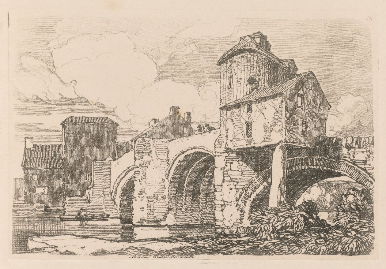 Liber Studiorum: Plate 26, Monnow Bridge, Monmouthshire by John Sell Cotman