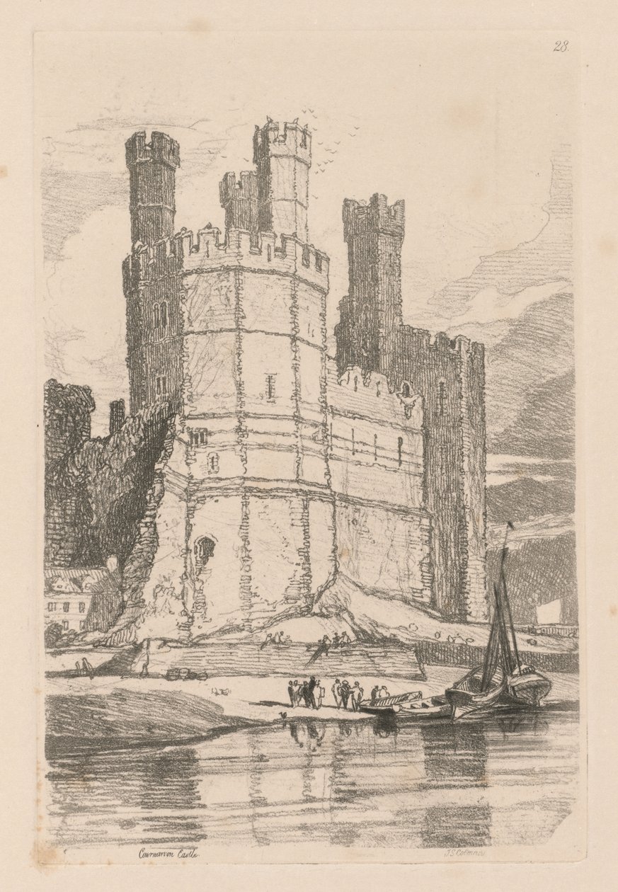 Liber Studiorum: Plate 28, Caernarvon Castle, N. Wales by John Sell Cotman