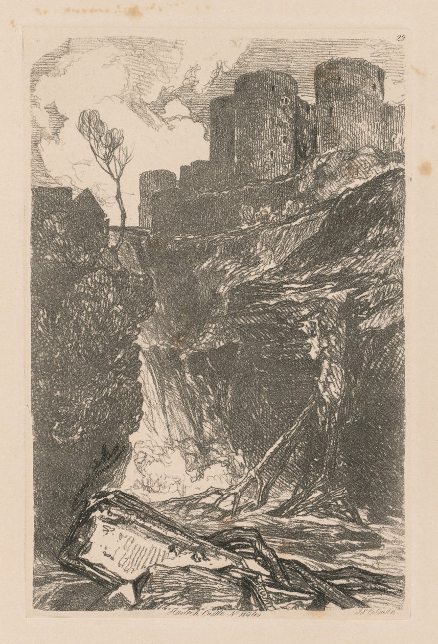 Liber Studiorum: Plate 29, Harlech Castle, N. Wales by John Sell Cotman