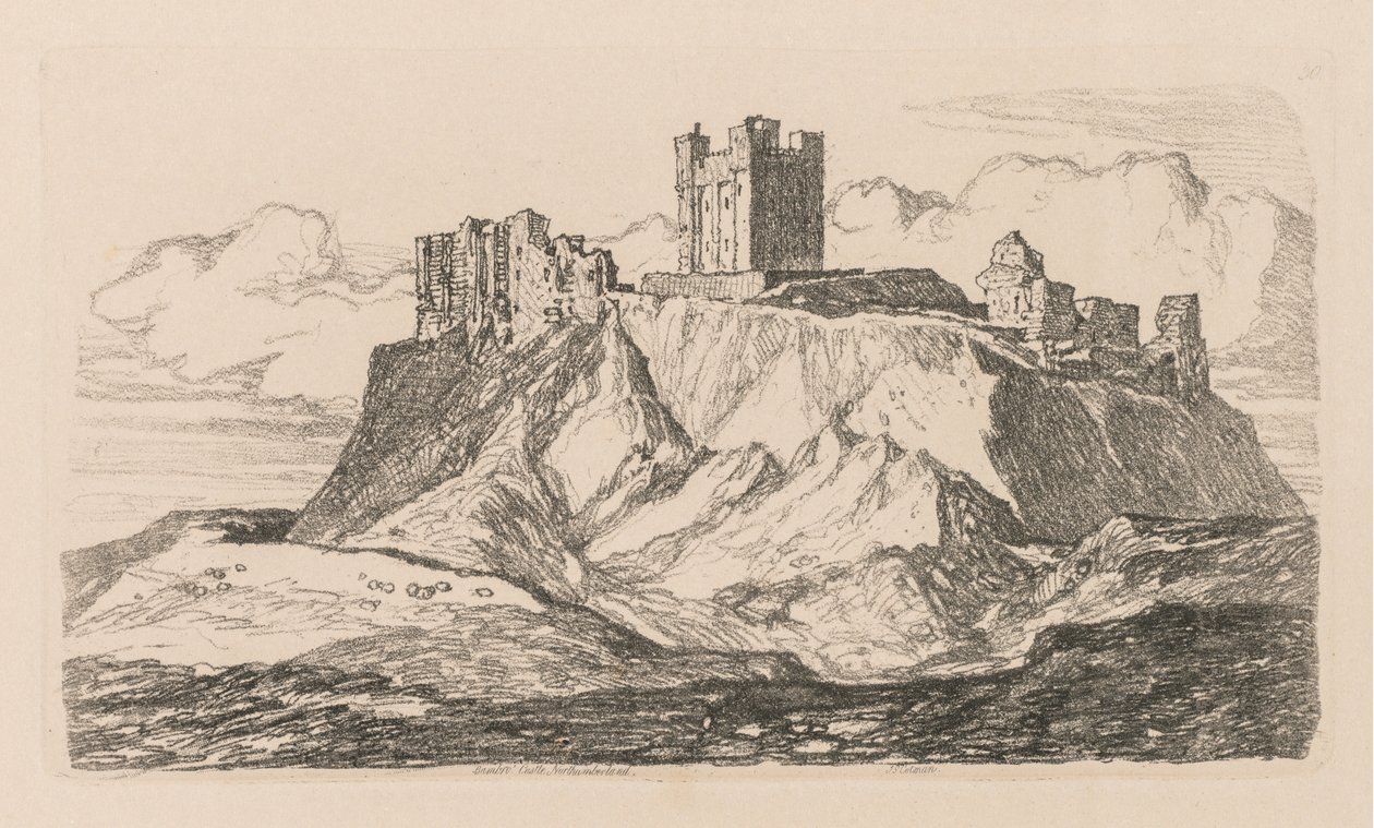 Liber Studiorum: Plate 30, Bambro Castle, Northumberland by John Sell Cotman