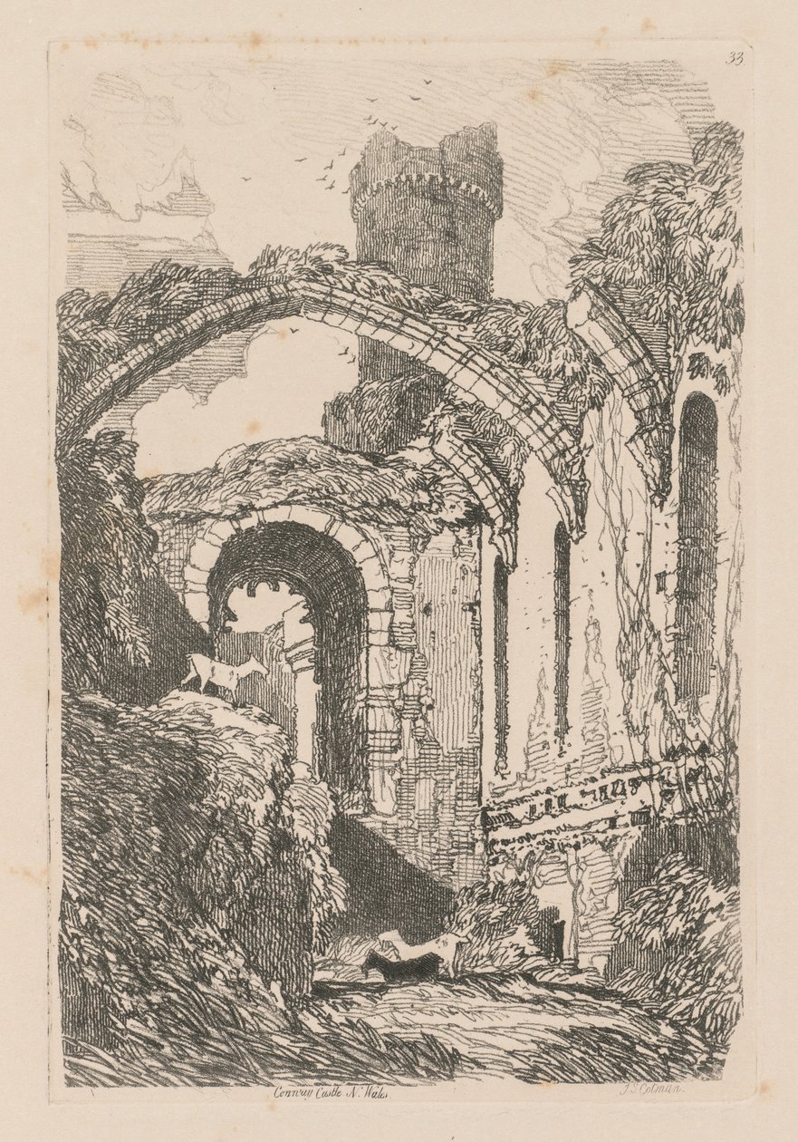 Liber Studiorum: Plate 33, Conway Castle, N. Wales by John Sell Cotman