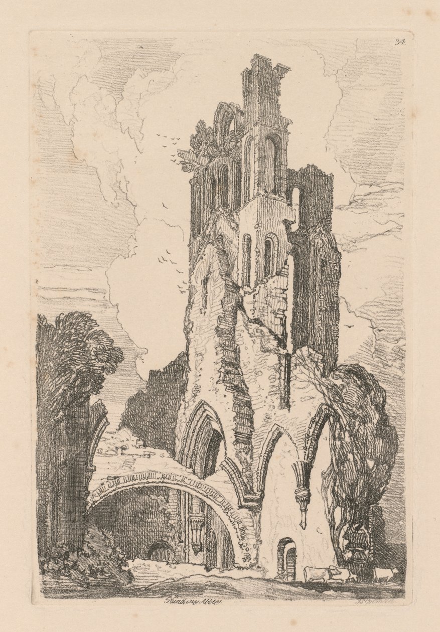 Liber Studiorum: Plate 34, Llanathony Abbey, Monmouthshire by John Sell Cotman