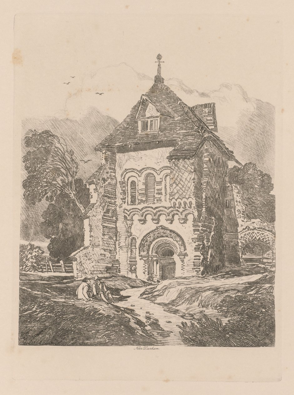 Liber Studiorum: Plate 36, Church near Durham, 1838 by John Sell Cotman