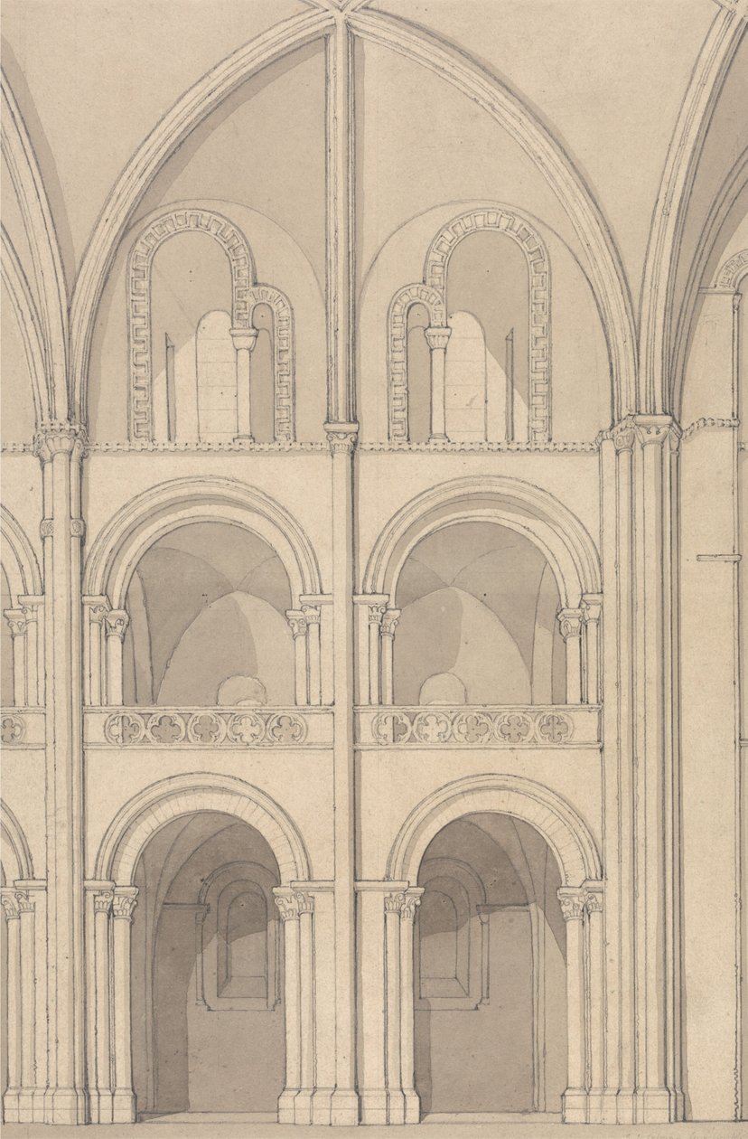 Perspective Elevation of Part of the Abbey Church of Saint Stephen at Caen, Normandy by John Sell Cotman