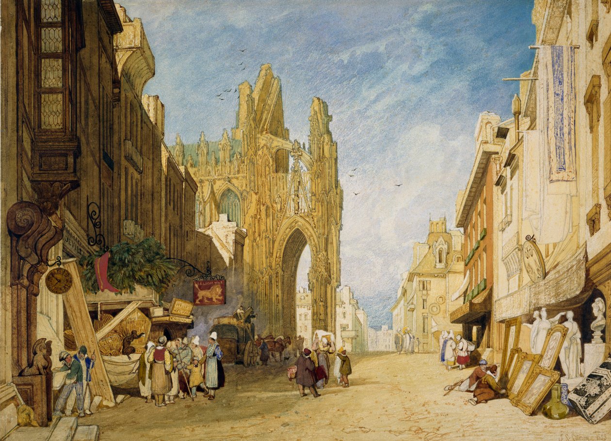 Street Scene at Alencon, Normandy, 1828 by John Sell Cotman