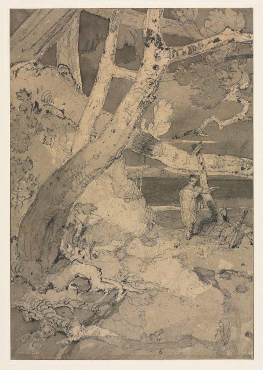 Traveler in a Woodland Landscape, 1806 by John Sell Cotman