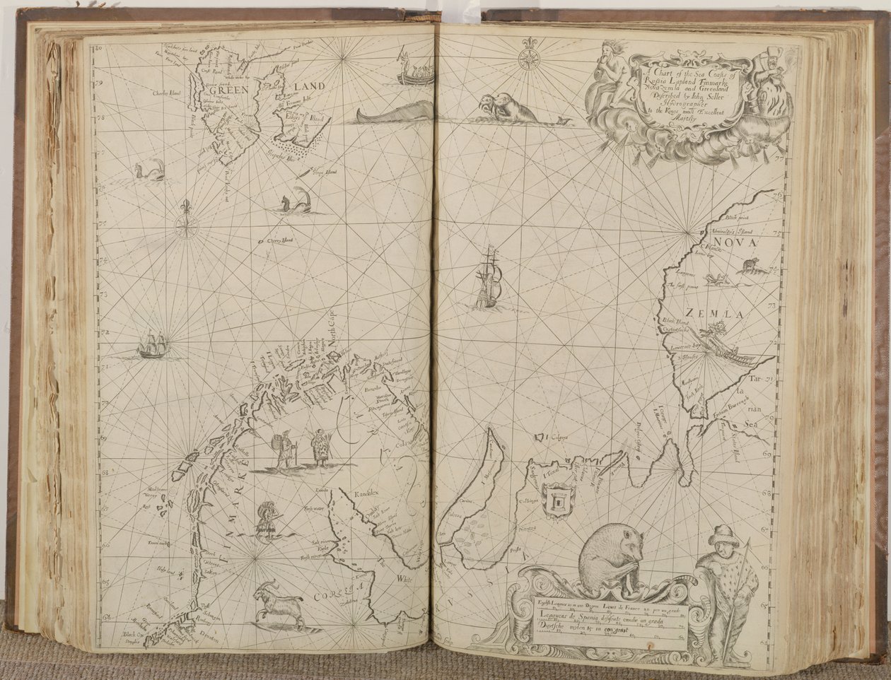 A Chart of the Sea Coasts of Russia, Lapland, Finmarke, Nova Zemla and Greenland, 1671 by John Seller
