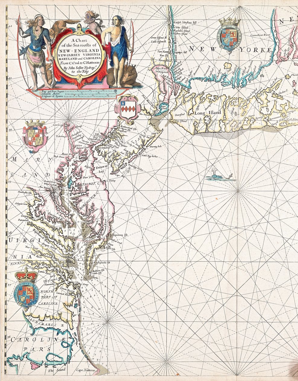 A chart of the sea coasts of New England, New Jersey, Virginia, Maryland and Carolina from Cape Cod to Cape Hatteras by John Seller