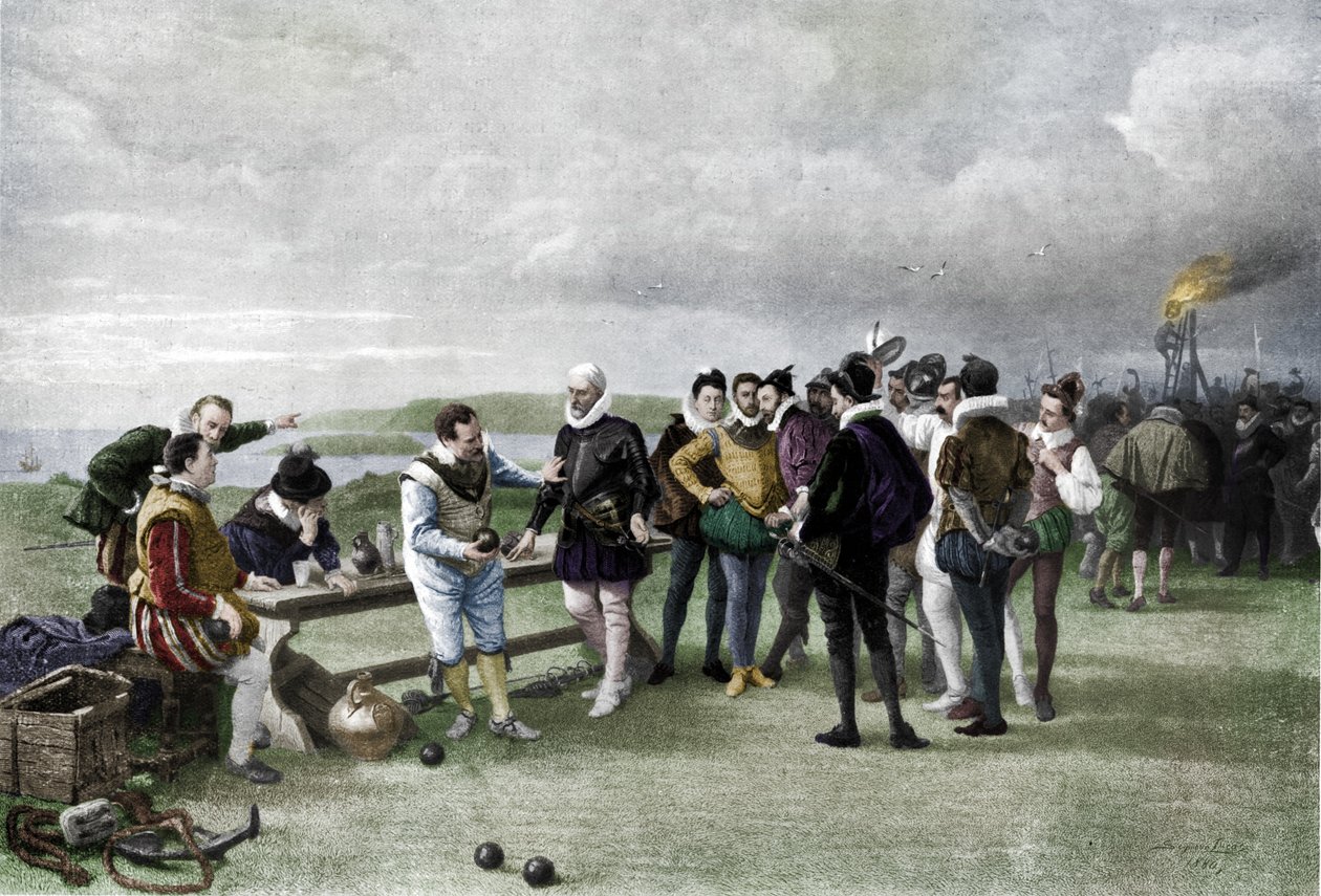 The Armada in sight, Plymouth Hoe by John Seymour Lucas