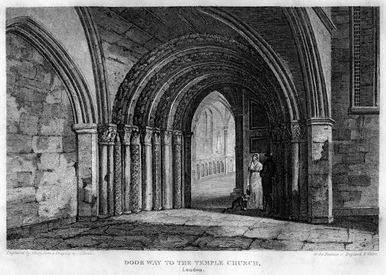 Doorway to the Temple Church, London by John Shury