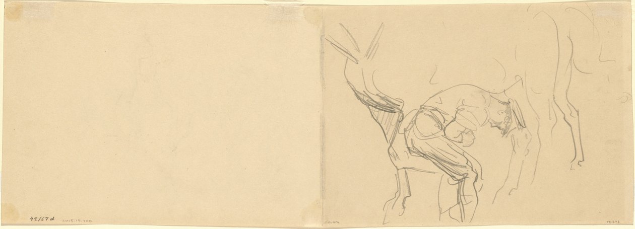 Study for "Shoeing Calvary Horses at the Front" (verso) by John Singer Sargent