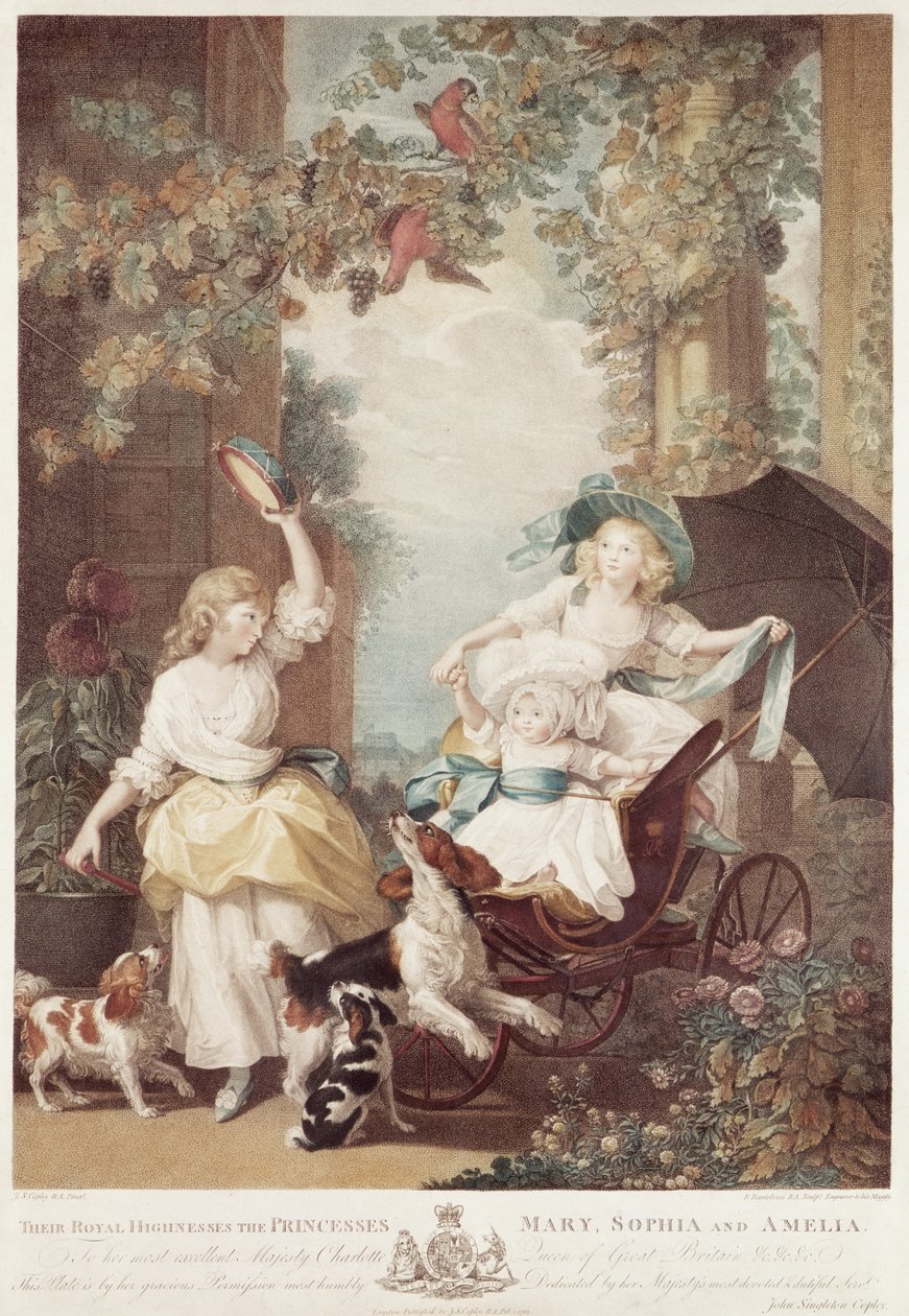 Princesses Mary, Sophia, and Amelia, Daughters of George III, Engraved by Francesco Bartolozzi by John Singleton Copley