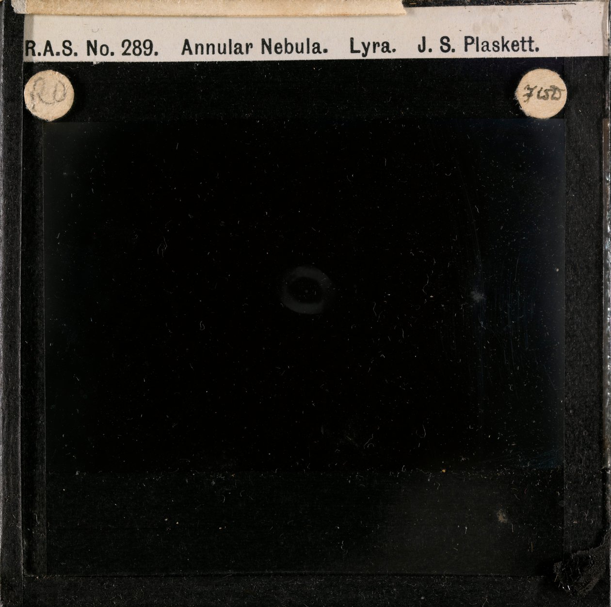 Astronomical glass plate slide of Annular Nebula in Lyra by John Stanley Plaskett
