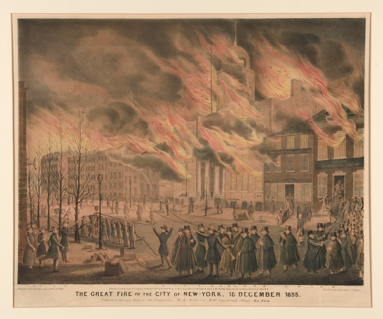 The Great Fire of the City of New York, 16 December 1835 by John T. Bowen