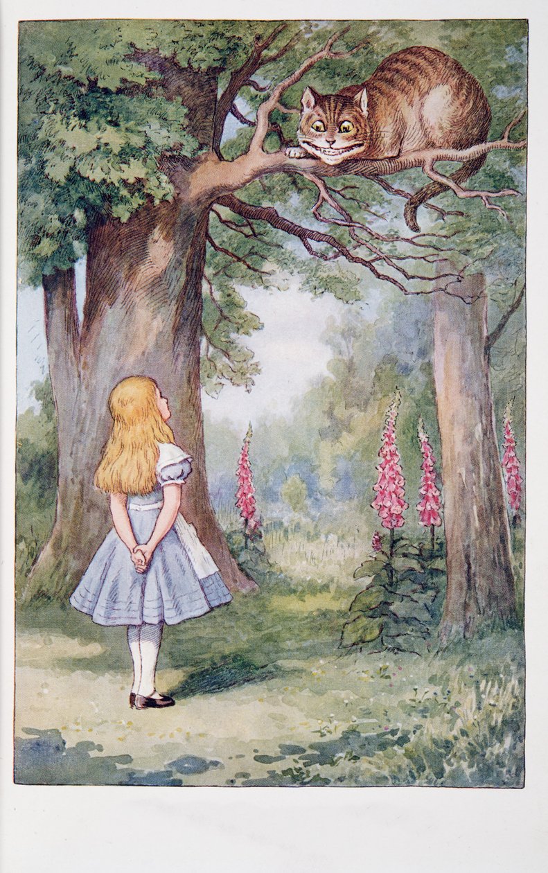 Alice and the Cheshire Cat, Alice’s Adventures in Wonderland and Through the Looking-Glass and What Alice Found There, by Lewis Carroll (1832-98), Published 1911 (Coloured Lithograph) by John Tenniel