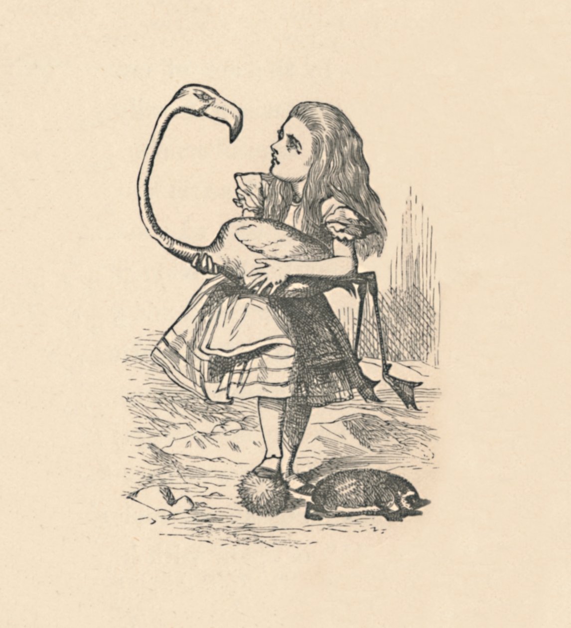 Alice Tries to Play Croquet with a Flamingo as a Mallet by John Tenniel