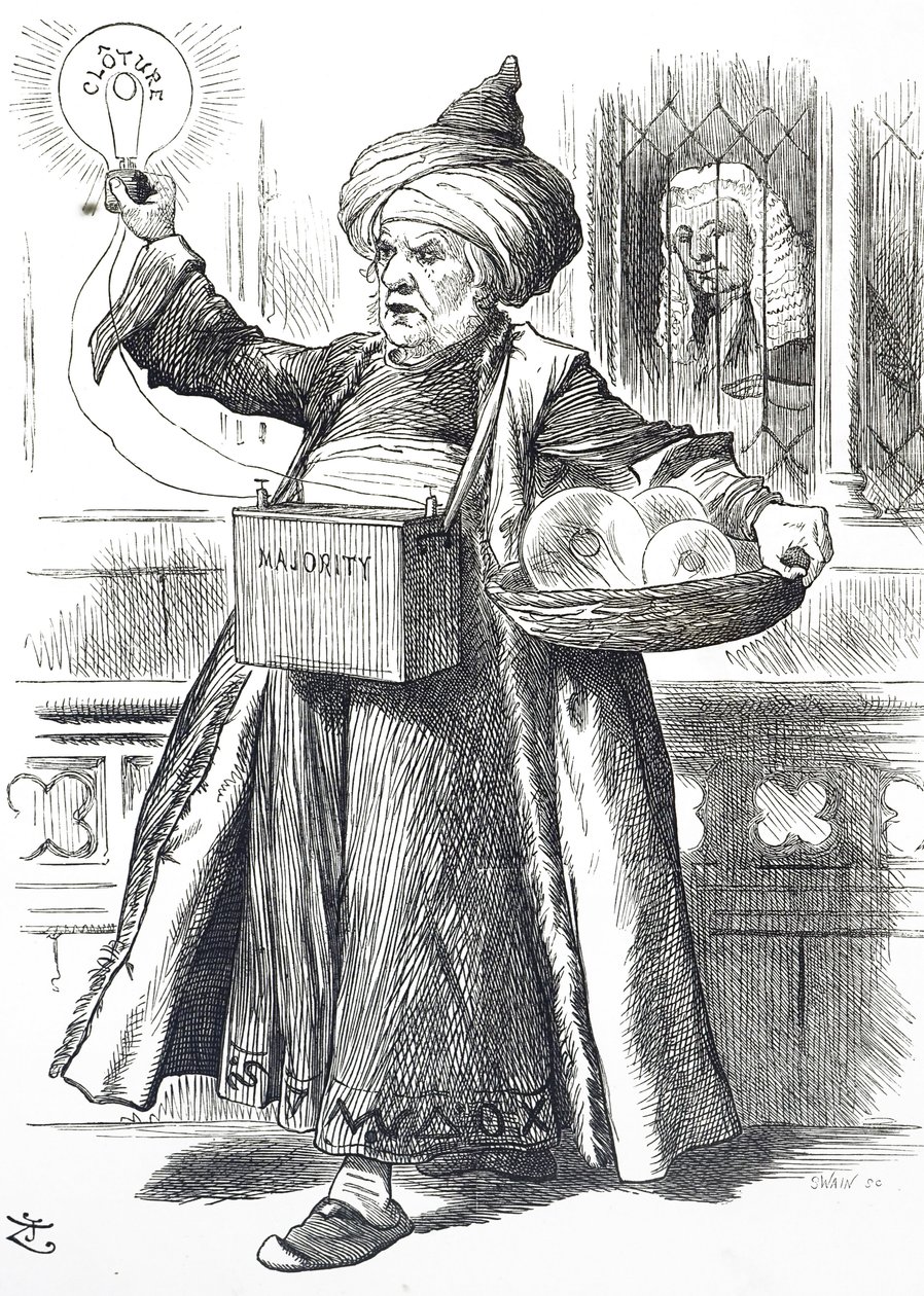 Cartoon depicting William Ewart Gladstone as Aladdin by John Tenniel