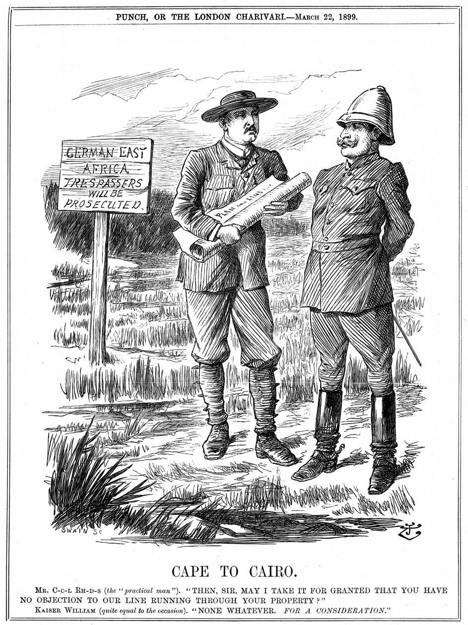Cecil John Rhodes Asking the German Emperor for Permission to Run a Telegraph Line Through German East Africa by John Tenniel