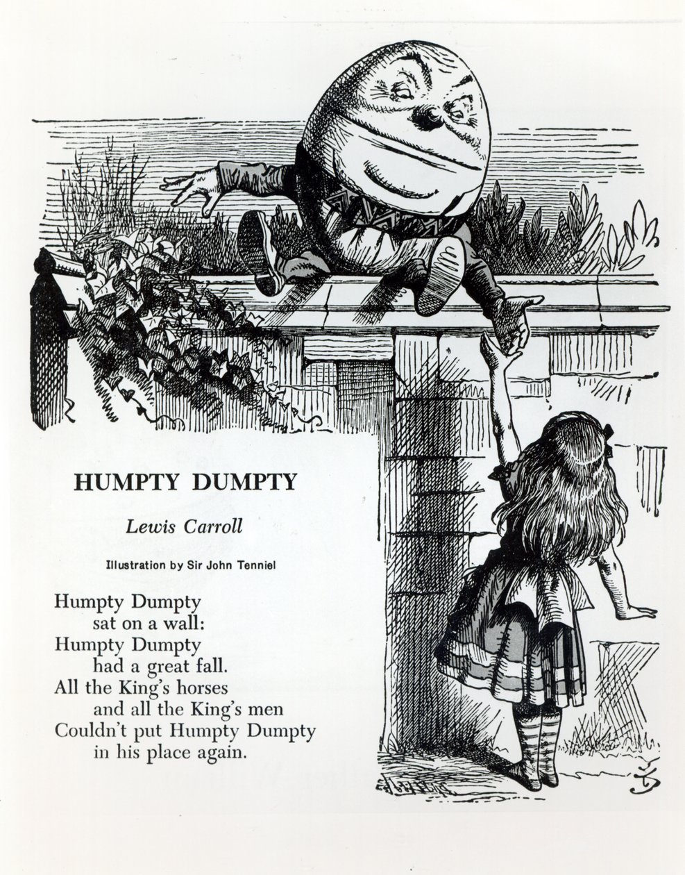 Humpty Dumpty, illustration for the nursery rhyme by Lewis Carroll by John Tenniel