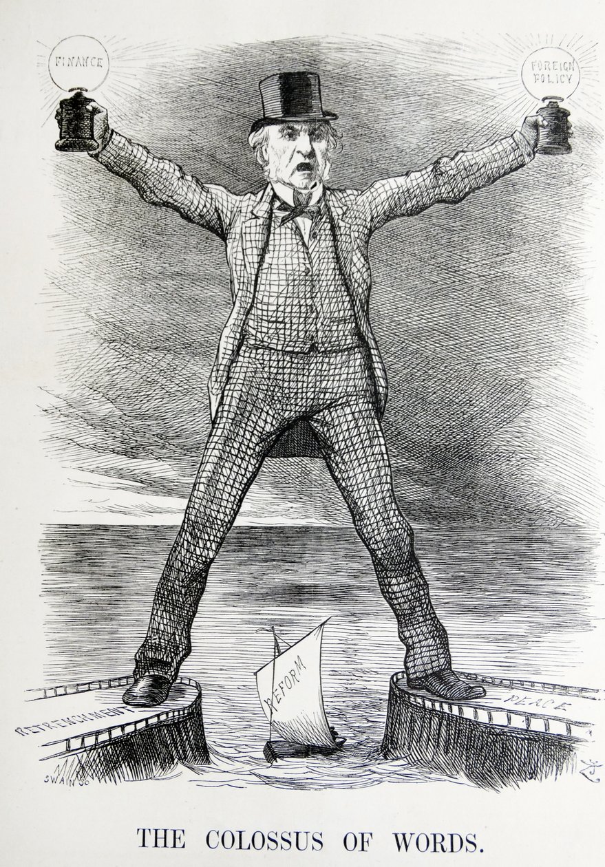 Political Satire Depicting William Ewart Gladstone and Benjamin Disraeli by John Tenniel