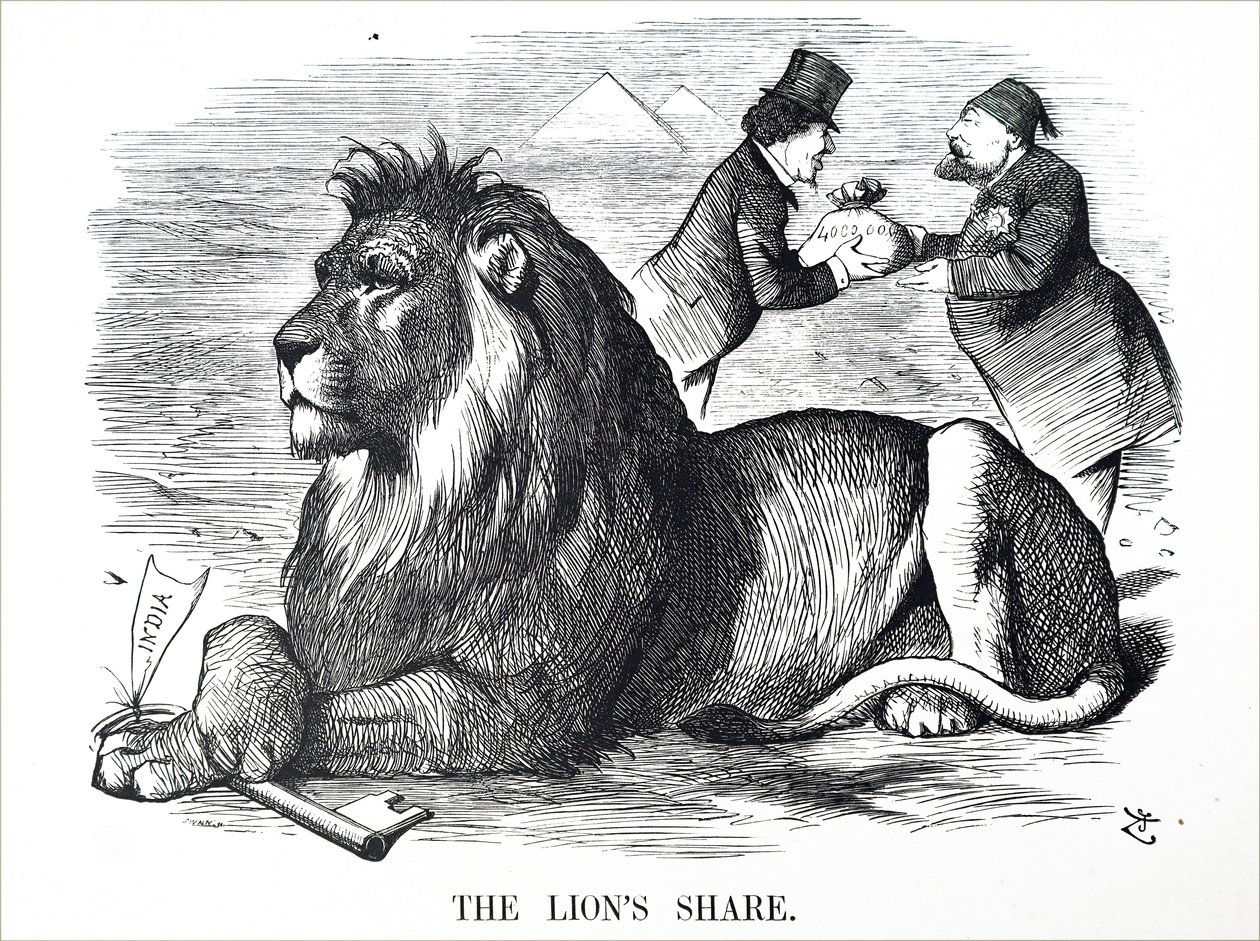 The British government authorising the Rothschilds to buy out shares of the Suez Canal by John Tenniel