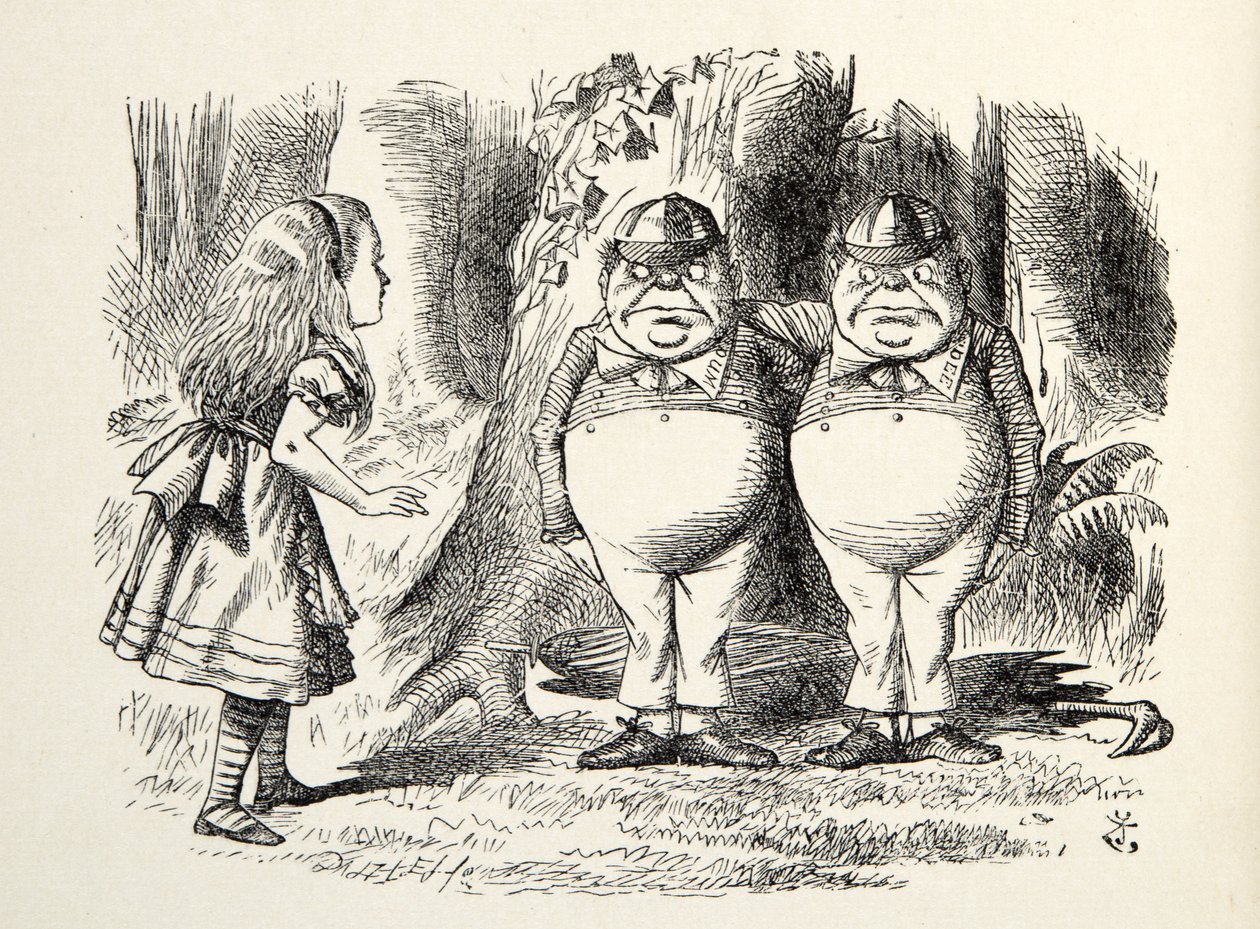 Tweedledum and Tweedledee, Illustration from Through the Looking Glass, by Lewis Carroll (1832-98), 1872 by John Tenniel