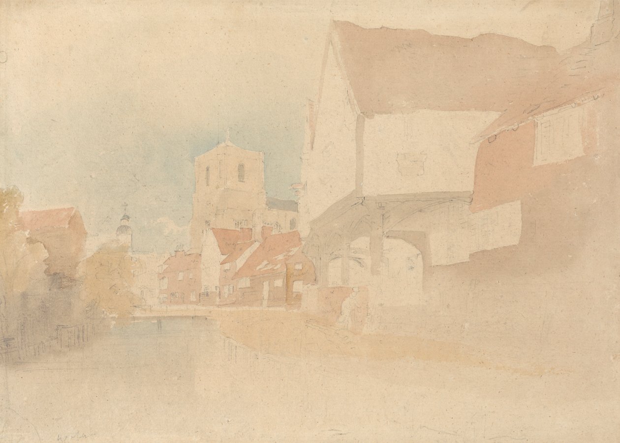 A View of Waltham Abbey, Herts, Essex by John Thirtle