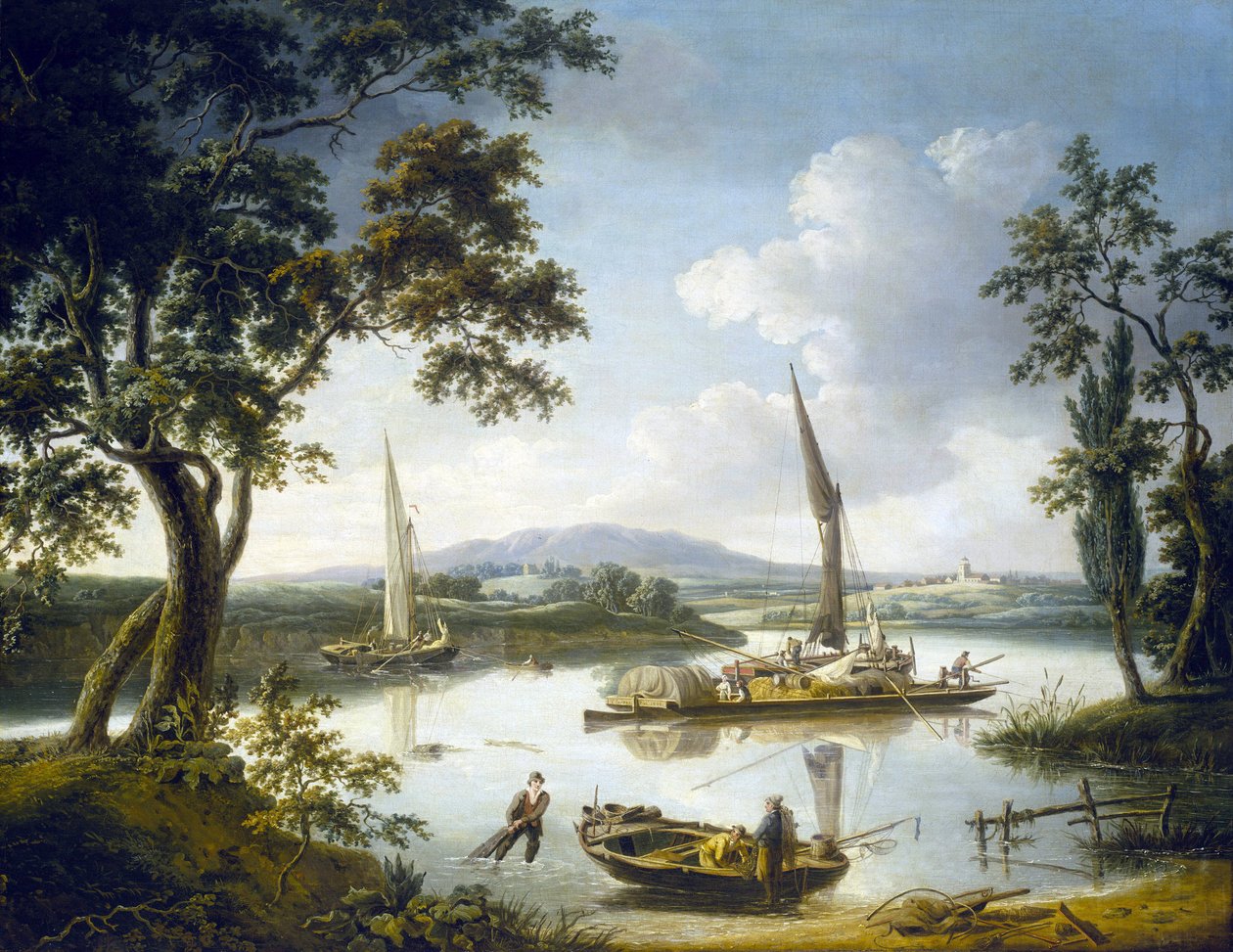View of the Thames in Shillingford, with Dorchester Abbey on the Horizon by John Thomas Serres