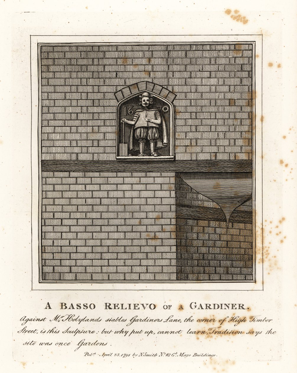 Bas-relief of a gardener on the wall of Mr by John Thomas Smith