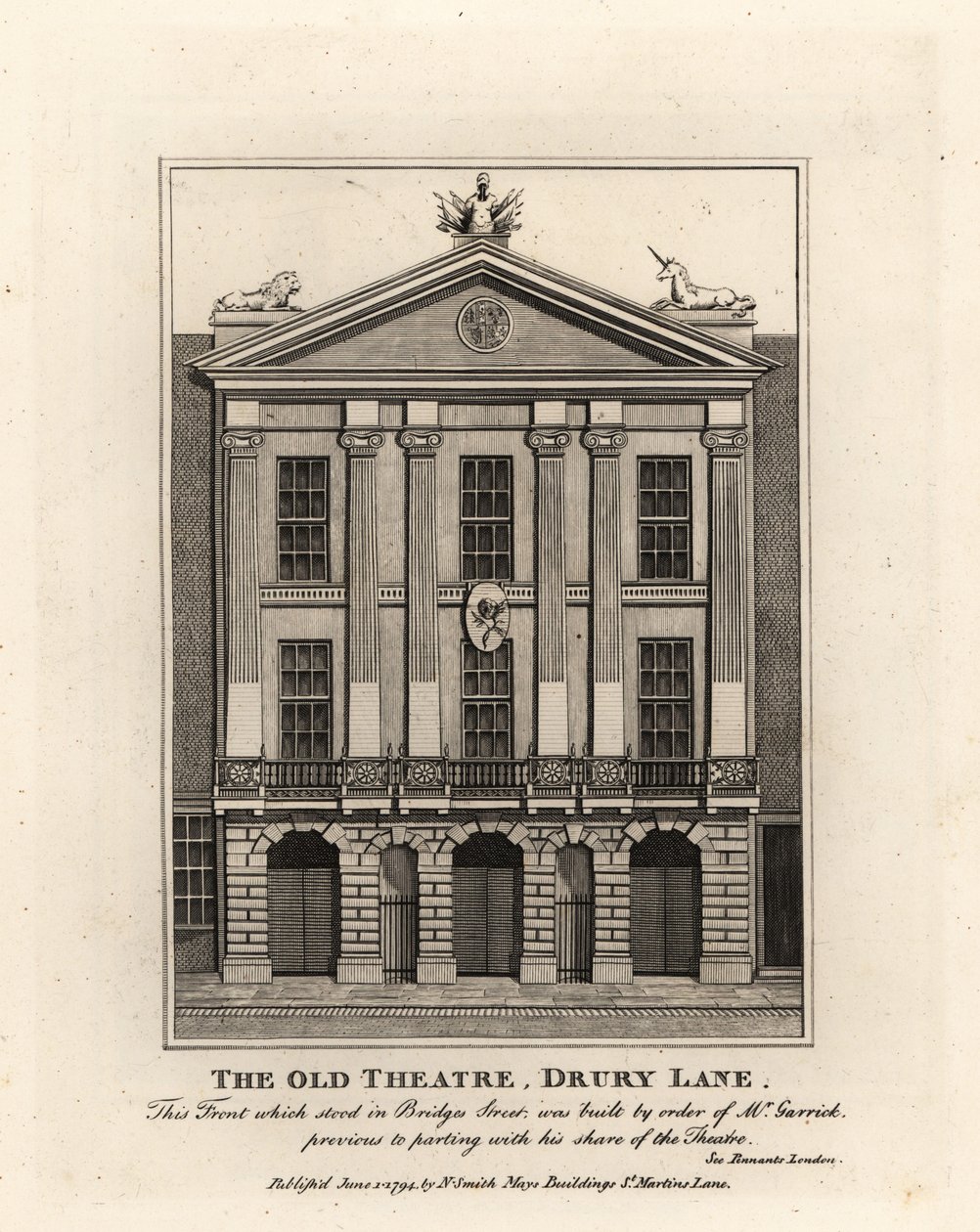 Front of the Old Theatre, Drury Lane by John Thomas Smith