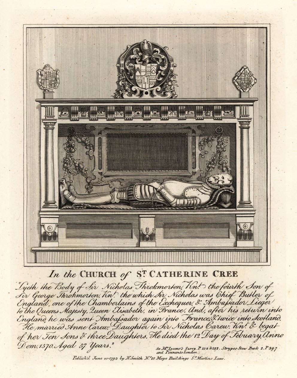 Grave Effigy of Sir Nicholas Throkmorton by John Thomas Smith
