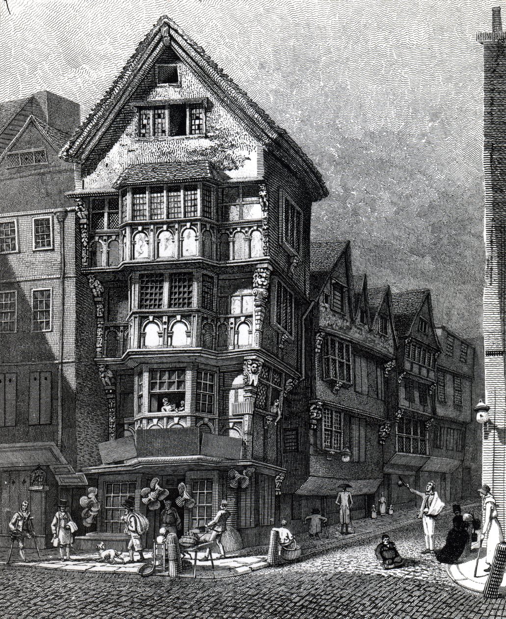 Houses Lately Standing on the West Corner of Chancery Lane, Fleet Street, Published in 1812 by John Thomas Smith