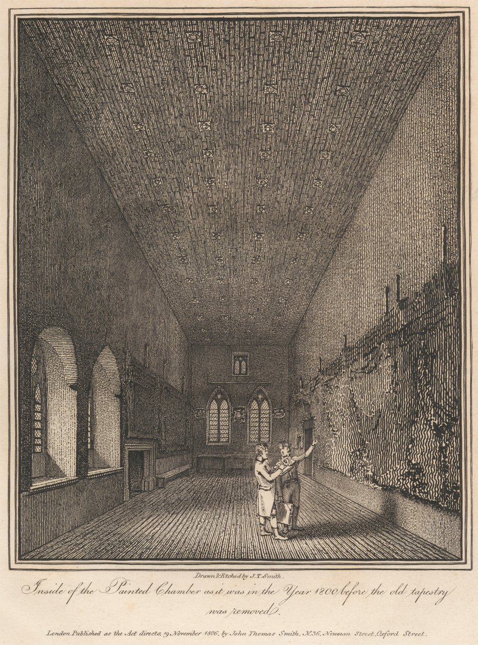 Inside the Painted Chamber as it was in the Year 1800 Before the Old Tapestry was Removed by John Thomas Smith