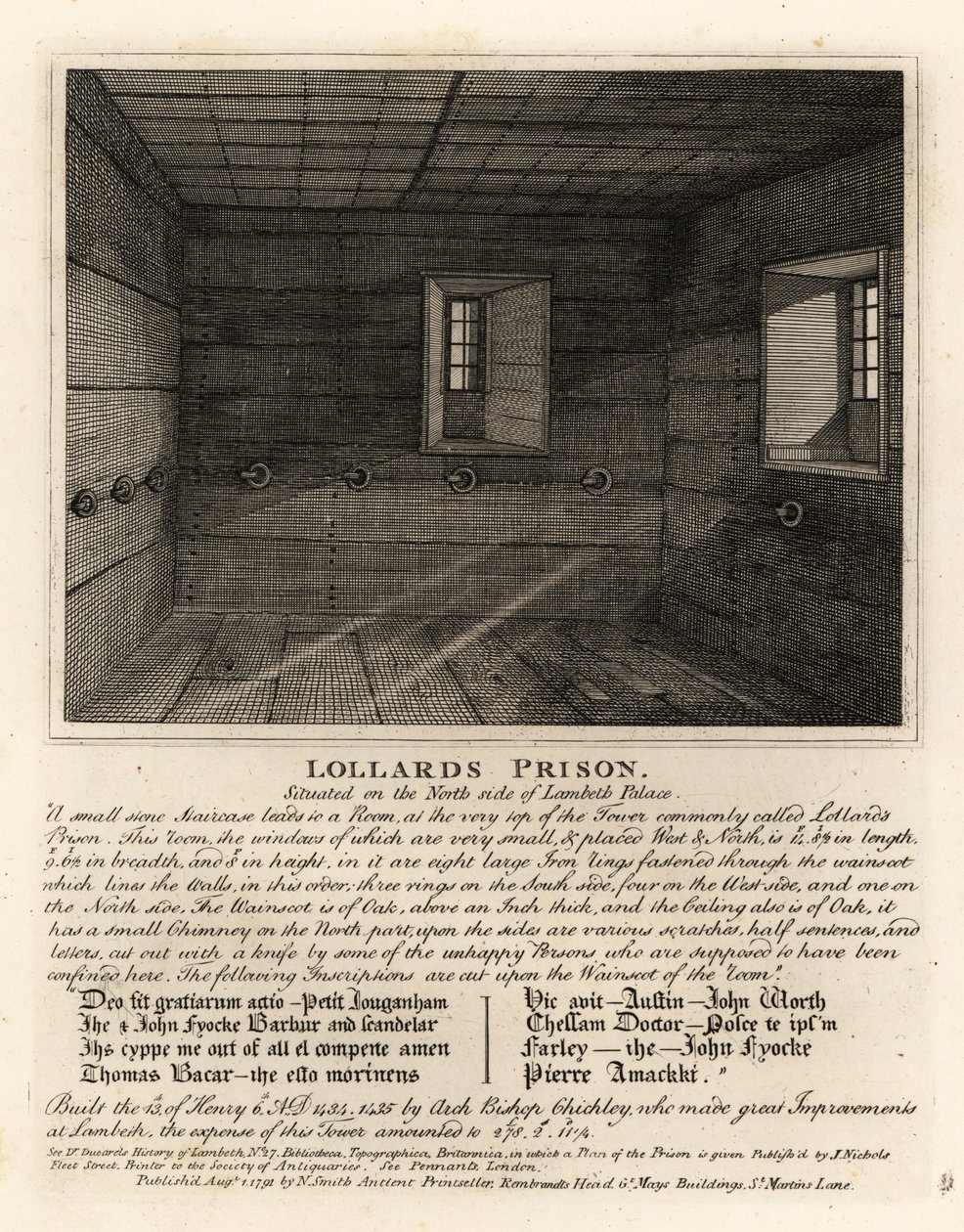 Lollards Prison, in the Tower of Lambeth Palace by John Thomas Smith