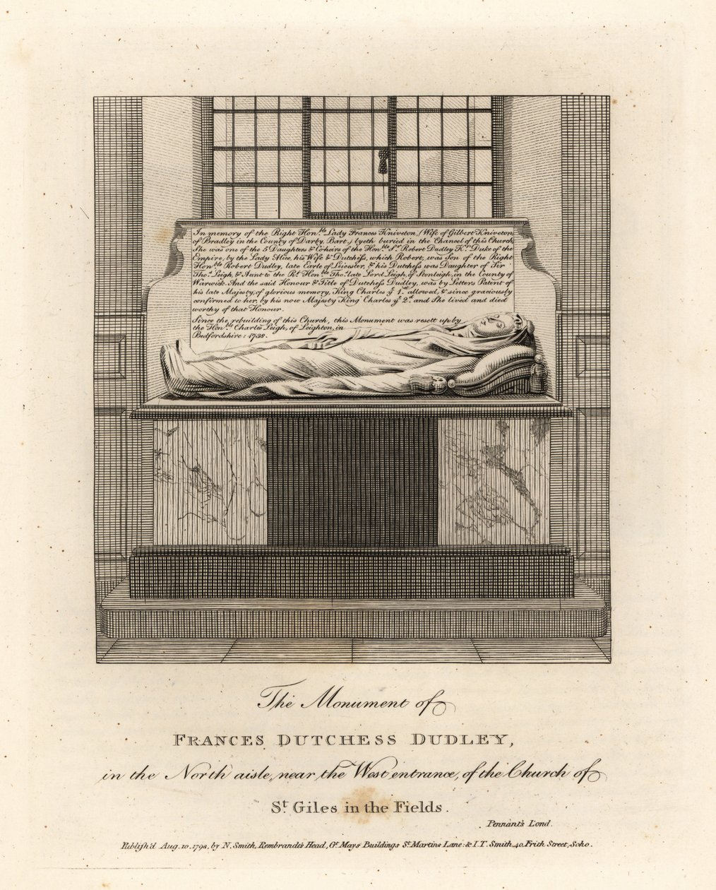 Monument of Lady Frances Kniveton, Duchess of Dudley by John Thomas Smith