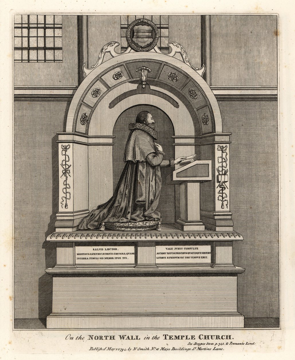 Monument to Lawyer Richard Martin in the Temple Church by John Thomas Smith