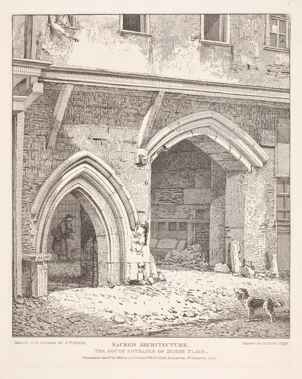 Sacred Architecture: the South Entrance of Dukes Place by John Thomas Smith