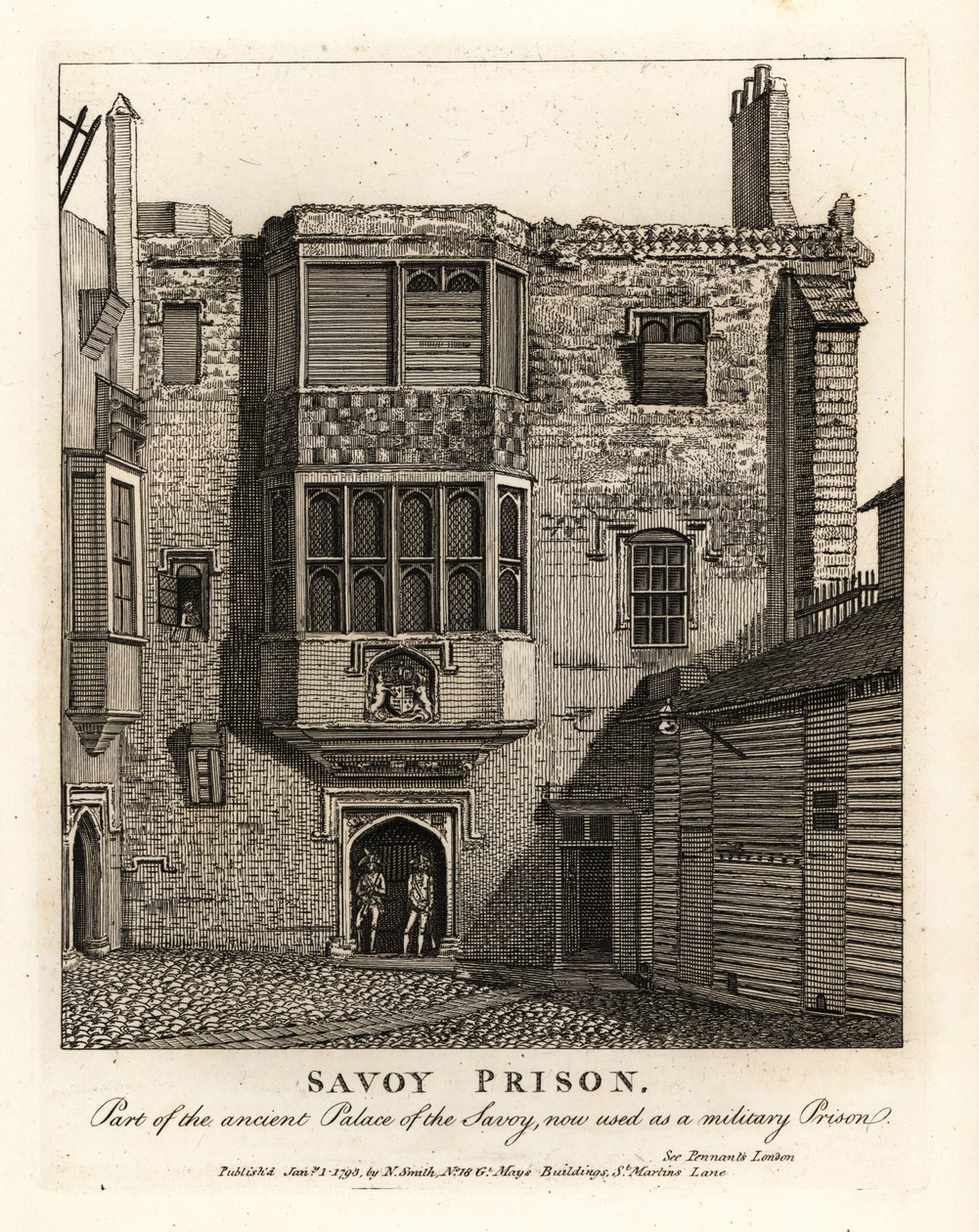 Savoy Prison, part of the ancient Palace of the Savoy, used as a military prison in the 18th century by John Thomas Smith