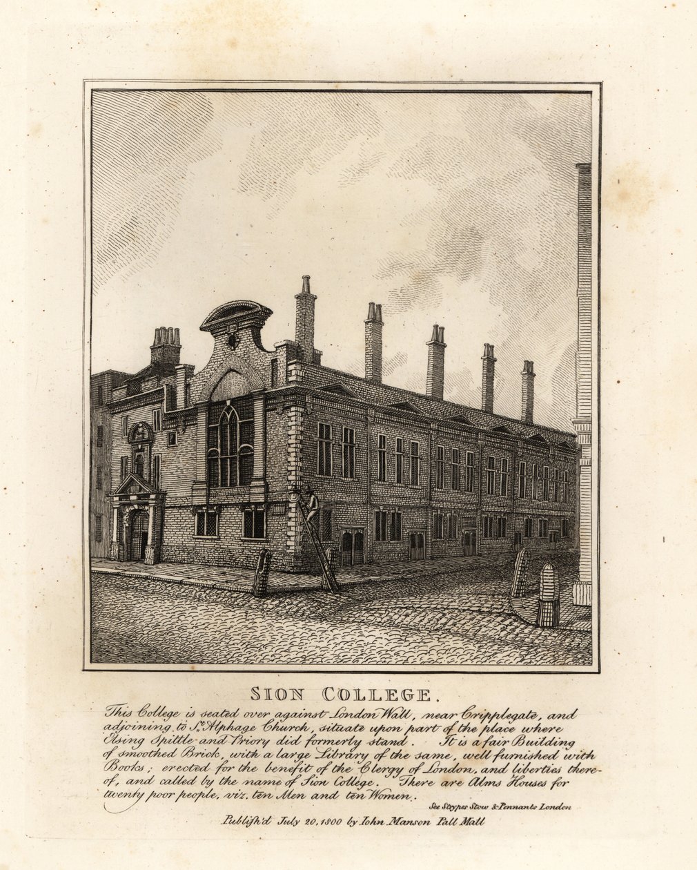 Sion College, London Wall, near Cripplegate by John Thomas Smith