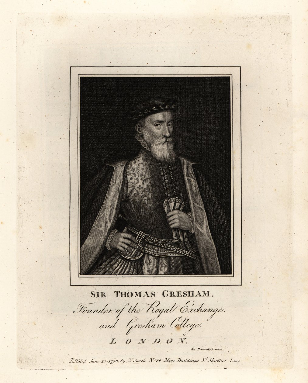 Sir Thomas Gresham, English Merchant and Financier, Founder of the Royal Exchange and Gresham College by John Thomas Smith