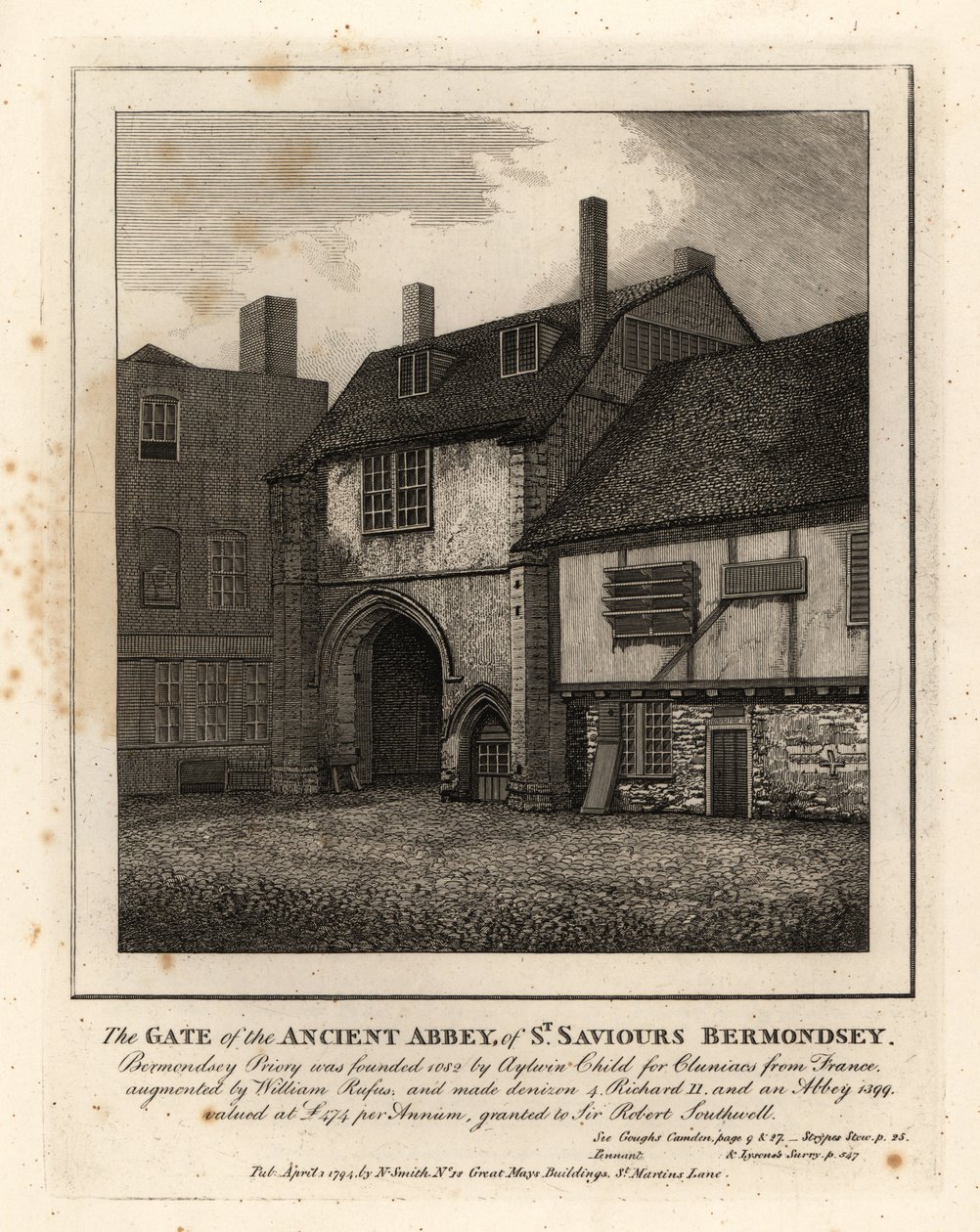 The Gate of the Ancient Abbey of St Saviours Bermondsey by John Thomas Smith