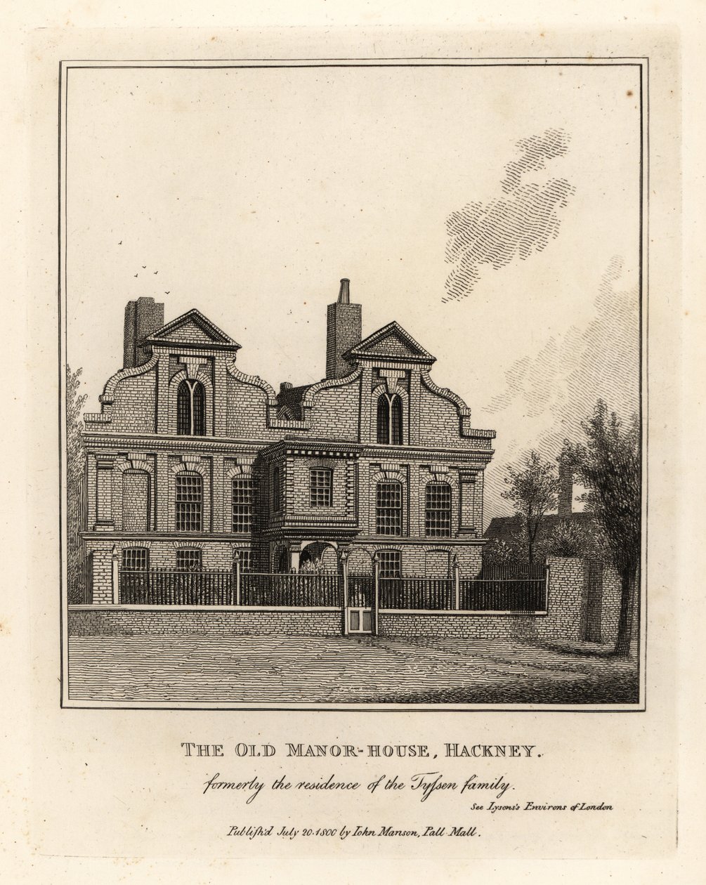 The Old Manor House, Hackney, formerly the residence of the Tyssen family by John Thomas Smith