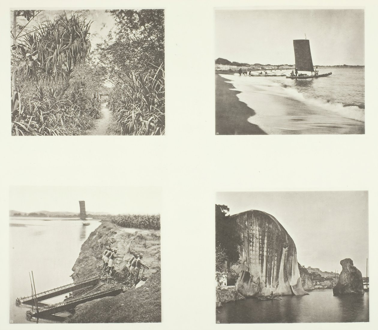 A Country Road near Taiwanfu, A Catamaran, Chain Pumps, Rock Inscriptions, Amoy by John Thomson
