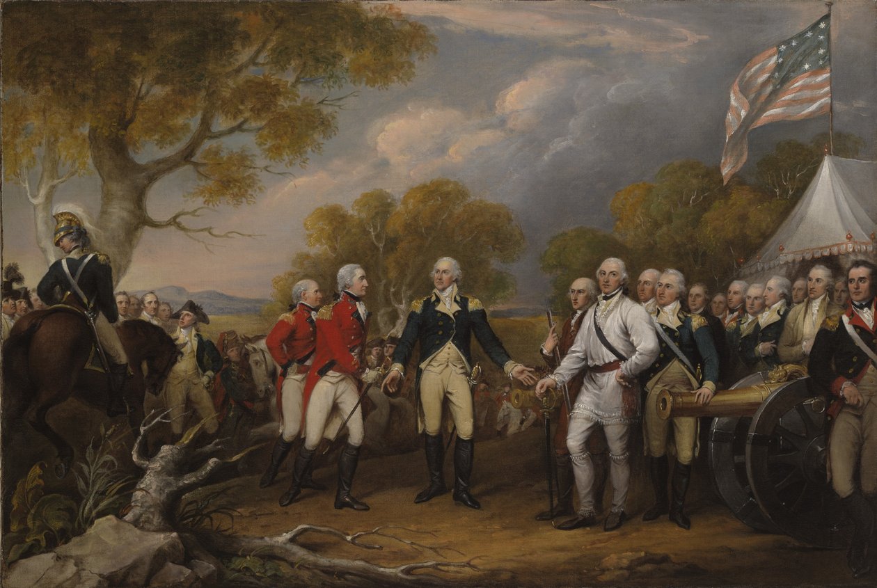 Battle of Saratoga, the British General John Burgoyne surrendering to the American General, Horatio Gates, October 17, 1777 by John Trumbull