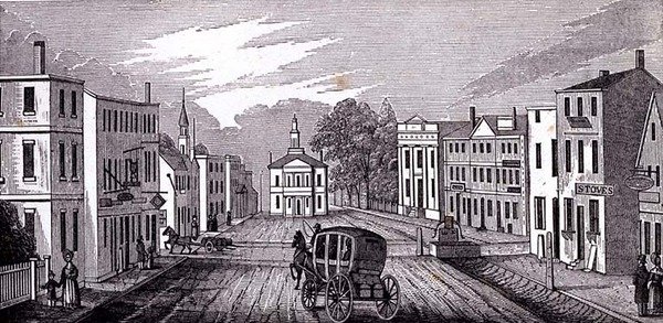 Southern view in the central part of Salem, from Historical Collections of Massachusetts, by John Warner Barber, engraved by J. Downes, 1939 by John Warner Barber