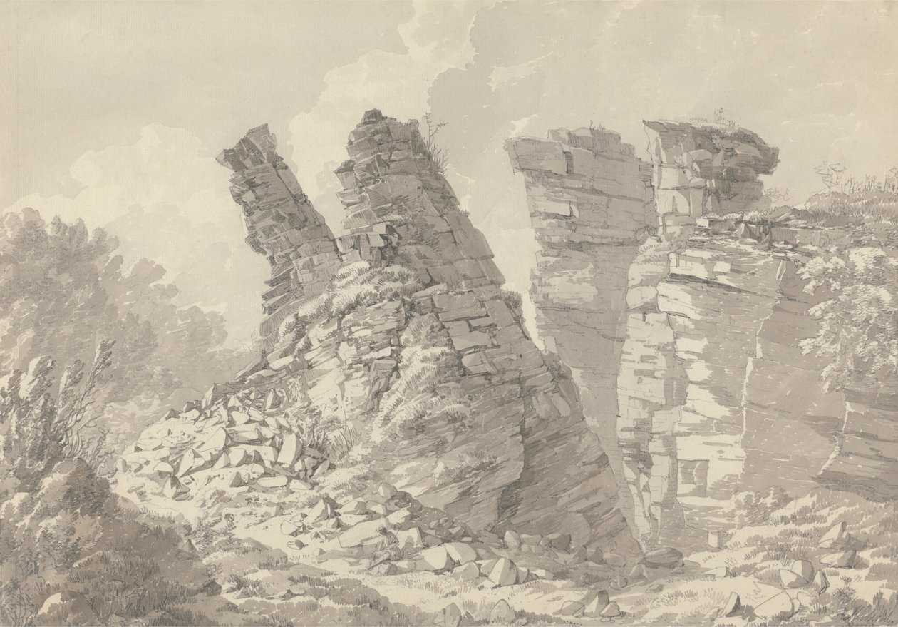 Hob Thursts Houses, Monsoldale, Derbyshire by John Webber