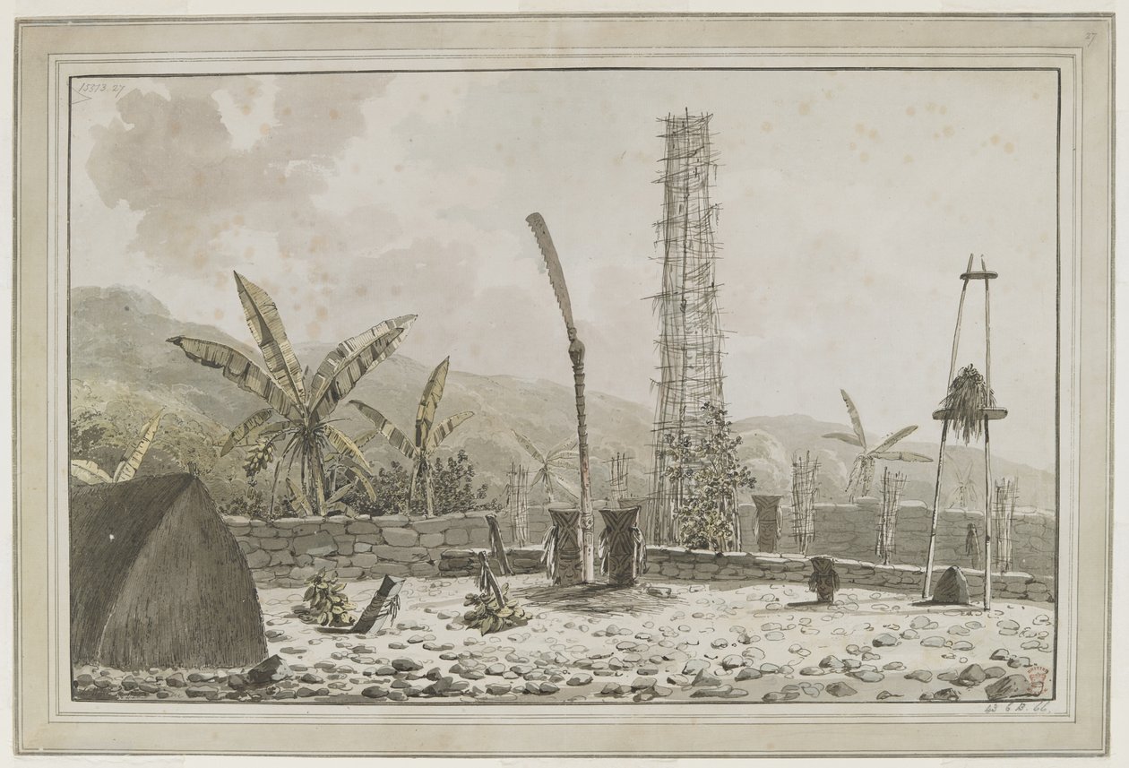 View of a 'Morai' or Burying Place at Atooi, Hawaiian Islands ...