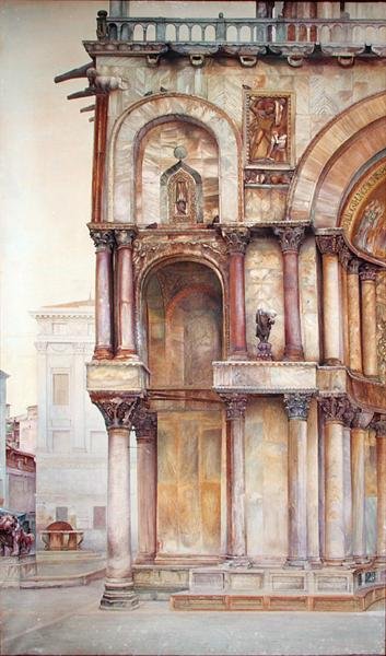 Corner of the Facade of St. Marks Basilica, Venice by John Wharlton Bunney