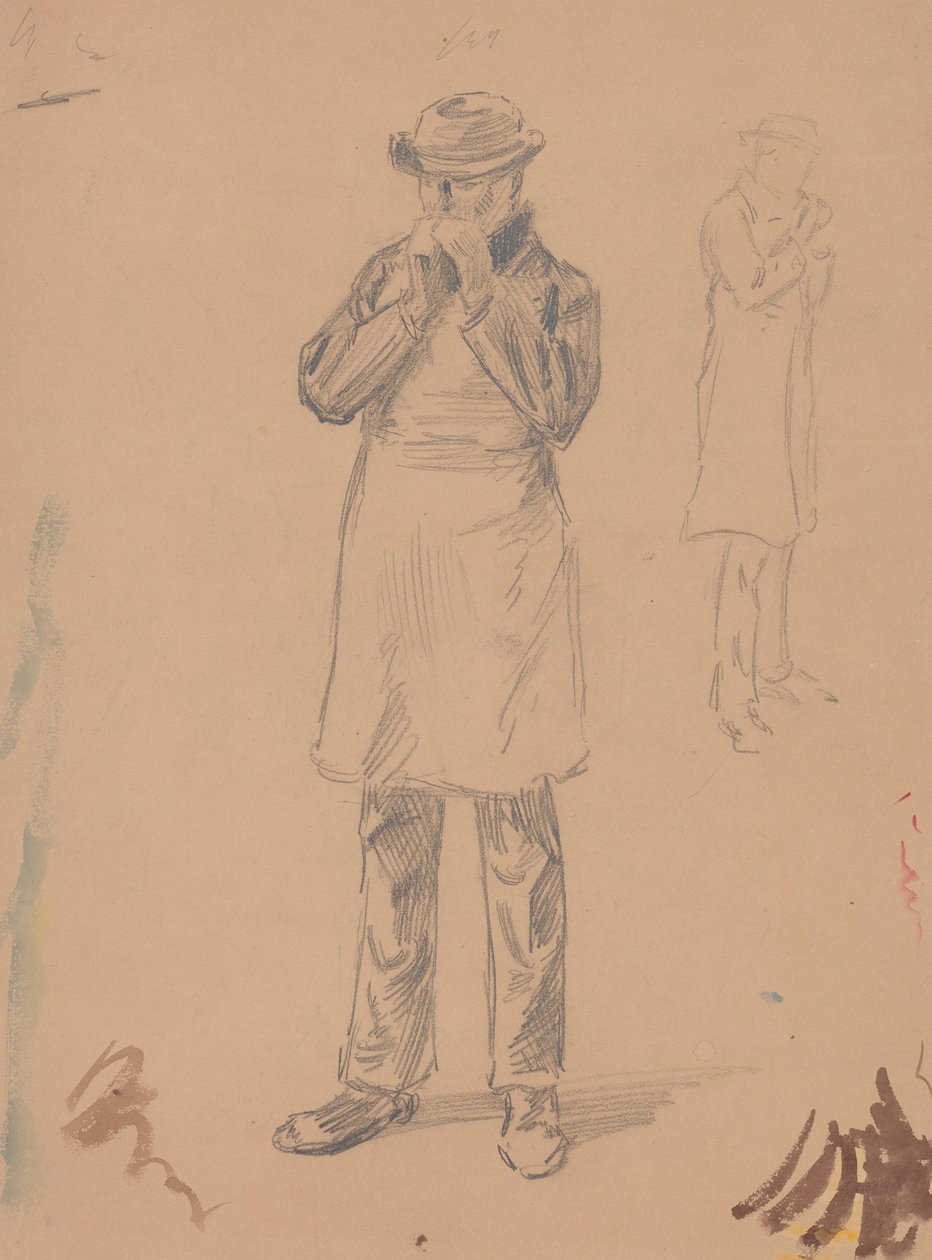 Caricature of Himself and of E. A. Abbey (recto); Two Studies of a Standing Man (verso) by John White Alexander